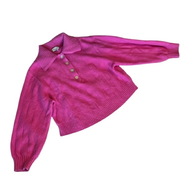 & Other Stories Sweaters - CLEARANCE - & Other Stories Fuchsia Cable Knit Turtleneck Sweater